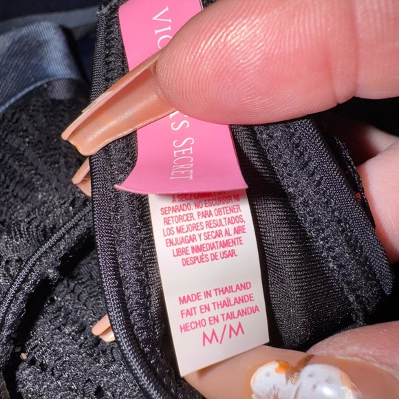 Victorias Secret Black sheer mesh open back Swim Top Sz M - Picture 8 of 8